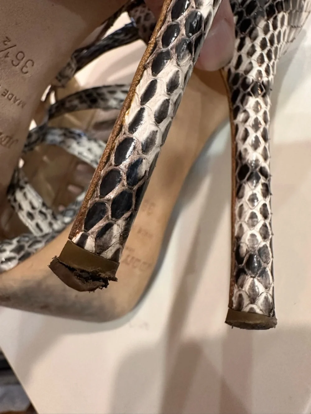 Jimmy Choo Snake-Print Strappy High Heel Sandals in size 36.5 - Picture 7 of 8